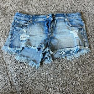 Size large but fits like a size 6, blue shorts. Wax Jean